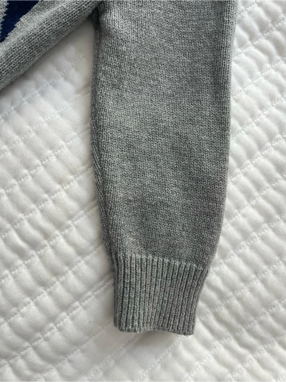 Gray 3T Kids Sweater with Navy Shark and Red Stripe Detail
